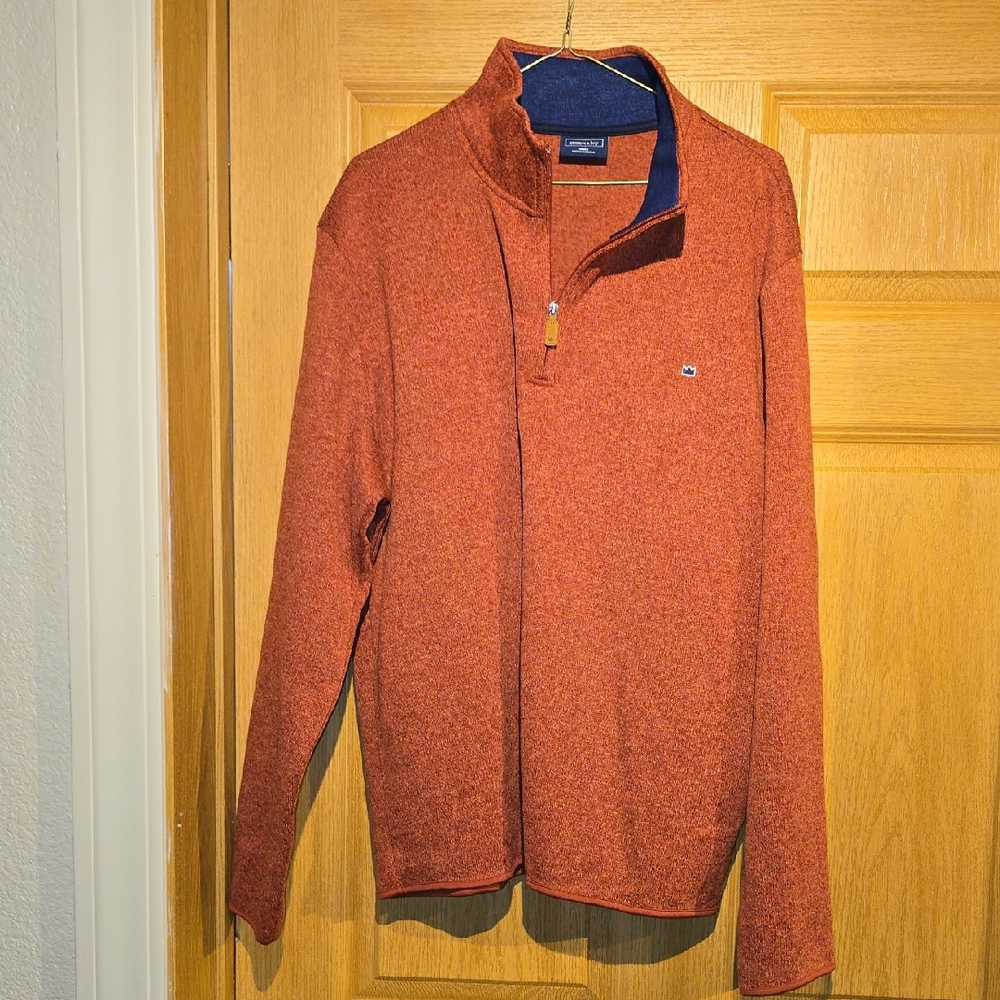 crown & ivy Men’s Half-Zip Sweater in Burnt Orange